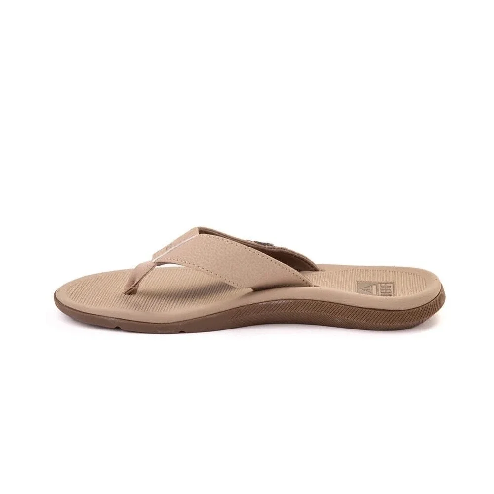 NEW REEF SANTA ANA Men's Sandals Flip Flop CJ4017 Leather SAND Tan Beige‎ Size 8